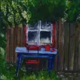 Gartenlaube, Acryl auf Leinwand, 2014, 58 x 58 cm